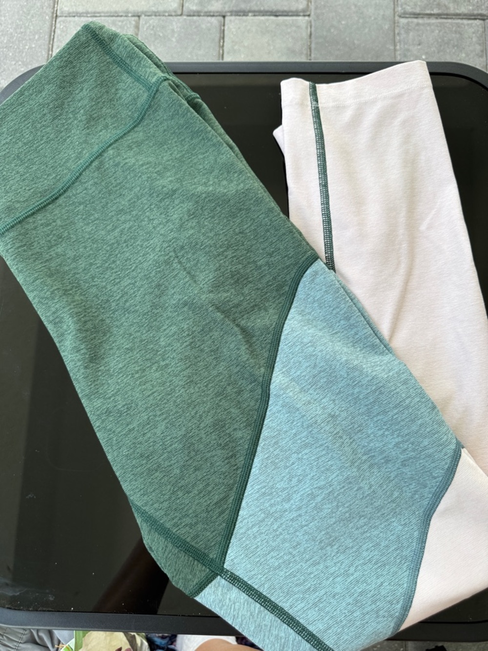Outdoor Voices Colorblock Leggings in Green, Light Blue & pink